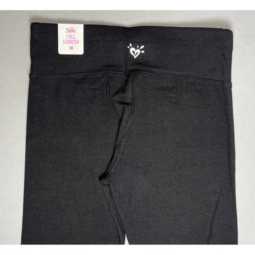 Justice Girls Leggings Lot 2 Black Gray High Waist Pedal Full Length Size 10 NWT